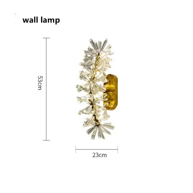 Gold double tiered crystal flower chandelier with golden base and clear decorbites crystal flower design for dining room decor