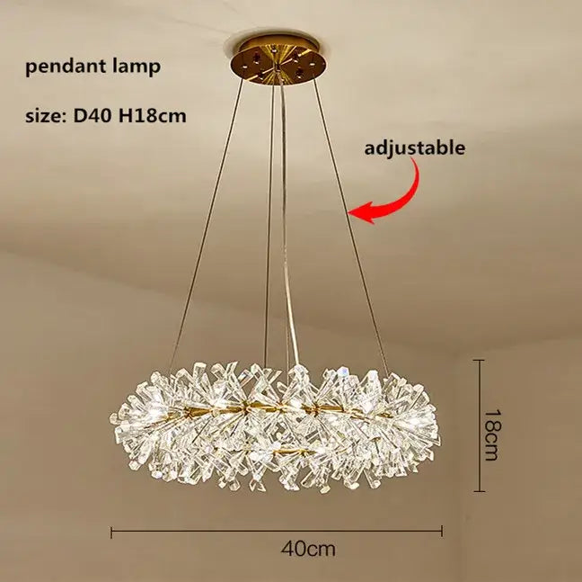 Gold double tiered crystal flower chandelier with gold metal frame and clear faceted crystals decorbites crystal flower design