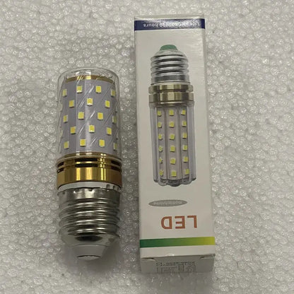 Clear glass corn-shaped ball led bulb with metallic screw base and gold accents for decorbites glass ball pendant chandelier