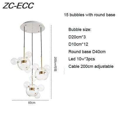 Gold glass bubble led chandelier with glass bubble led orbs and gold-toned metal for dining room lighting decorbites glass bubble