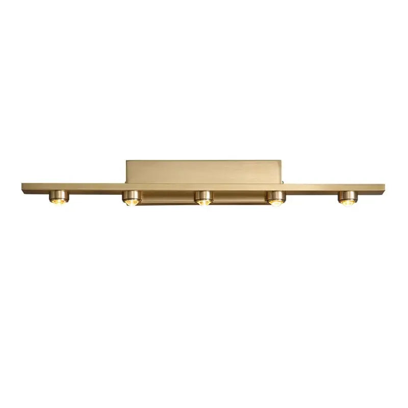 Modern brass-finished wall sconce with five circular LED bulbs for decorbites iron art mirror bathroom lighting