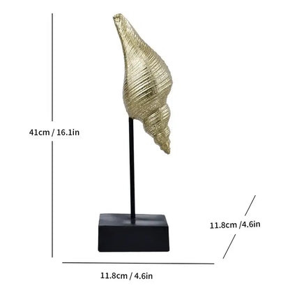Golden intricately textured mermaid statue resin sculpture mounted on a sleek black stand for living room decor