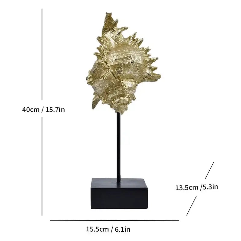 Golden intricately detailed mermaid statue resin sculpture on black stand for living room dolphin ornament display