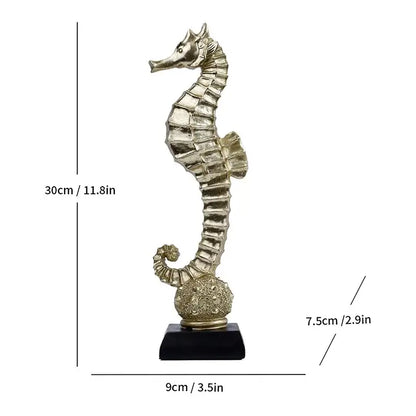 Golden mermaid statue resin sculpture with detailed ridges and textured spherical base living room dolphin ornament