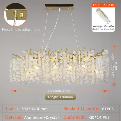 Gold money tree branch chandelier with gold-toned aluminum frame and clear crystal leaves for living room decorbites gold money