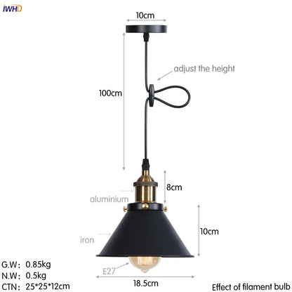Black iron and aluminum pendant lights with brass base and adjustable height for dining room decorbites gold retro edison