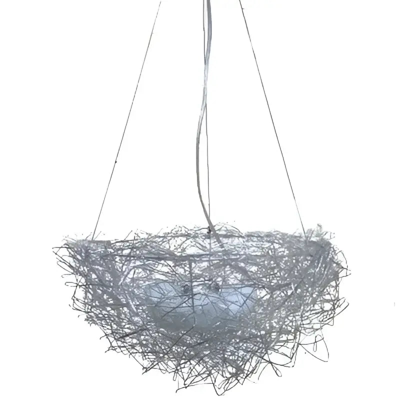 Silver wire bird’s nest pendant light fixture showcasing elegant nest pendant lights for dining room use