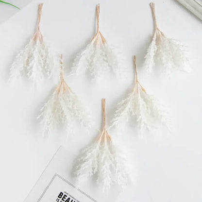 White feathery dried pampas grass with natural tan stems in golden artificial autumn branches set decorbites artificial autumn