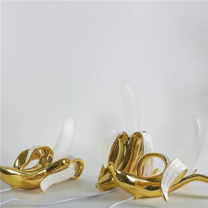 Golden banana glass lampshade night light with translucent white accents for elegant bedroom decorbites glass lampshade
