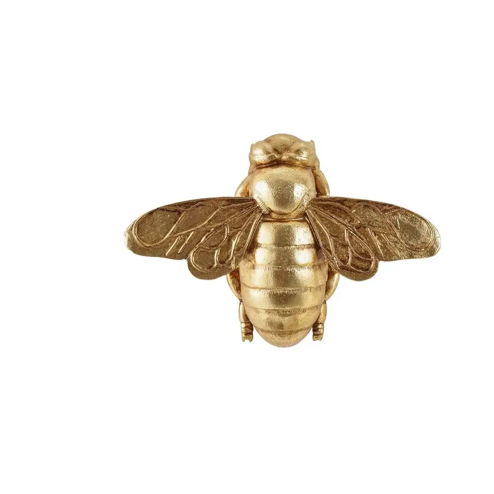 Golden bee resin wall hanger featuring detailed wings and segmented body for living room decorbites golden bee decor