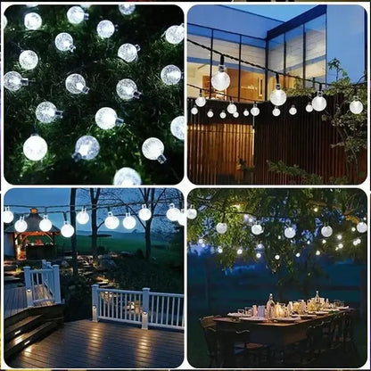 White spherical string lights with textured glass finish for golden crackled decorbites crystal fairy solar patio decor
