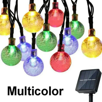 Multicolor led string lights with frosted golden crackled glass globe bulbs and solar-powered base for decorbites crystal fairy decor