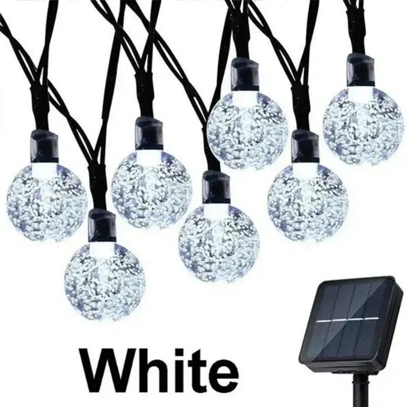 White spherical string lights with golden crackled glass and black caps decorbites crystal fairy solar patio decor