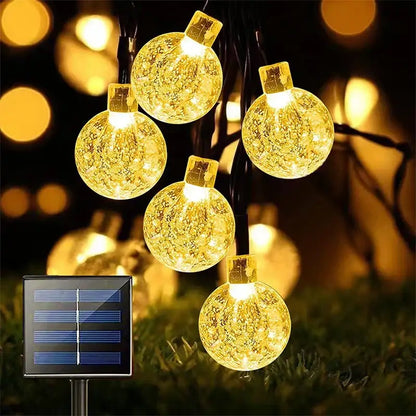 Golden crackled glass crystal fairy solar string lights with solar panel for outdoor patio decorbites decorbites crystal fairy string lights