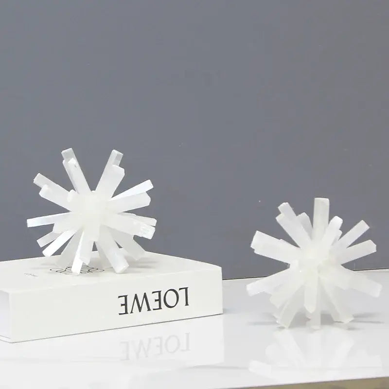 White translucent crystal metal sea urchin starburst ornaments with modern geometric design for decorbites decorbites crystal metal