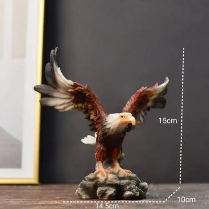 Detailed resin decorbites dapeng eagle wings statue with outstretched wings perched on rocky golden base for office decor
