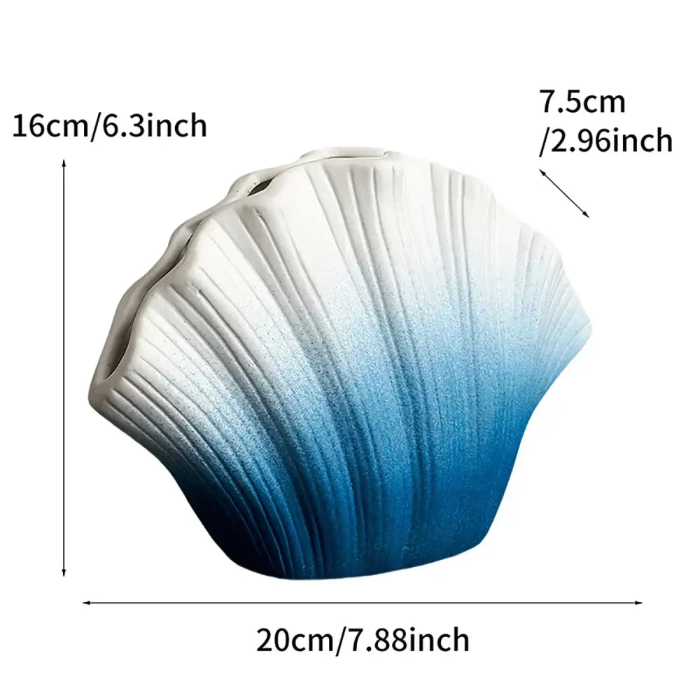 Golden gradient shell ceramic vase with glossy ombre finish from white to deep blue for living room decorbites gradient shell