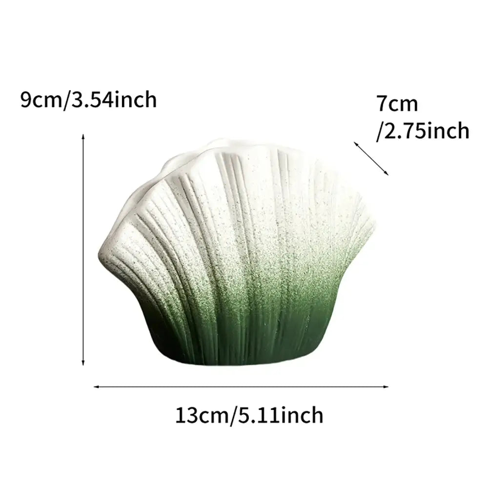 Golden gradient shell ceramic vase with white to green gradient finish for living room decor by decorbites gradient shell