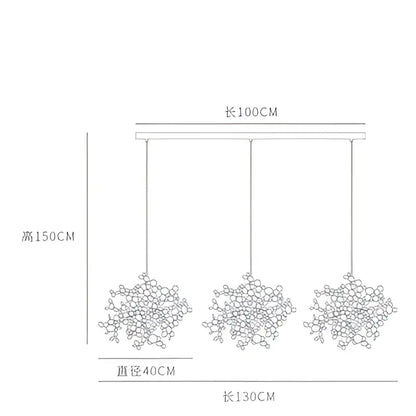 A modern golden leaf pendant light with a sleek metallic frame and cascading glass spheres for dining room decorbites g9 leaf