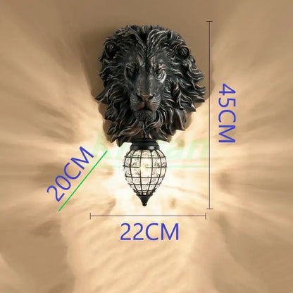 Black lion head king crystal wall lamp with wrought iron cage shade for bedroom wall lamp and crystal wall lamp use