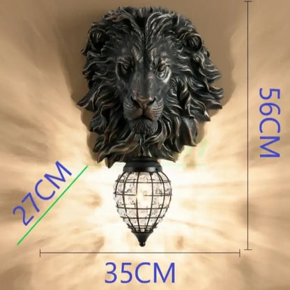 Dark bronze lion head wall lamp with crystal globe lampshade king crystal wall lamp for bedroom use