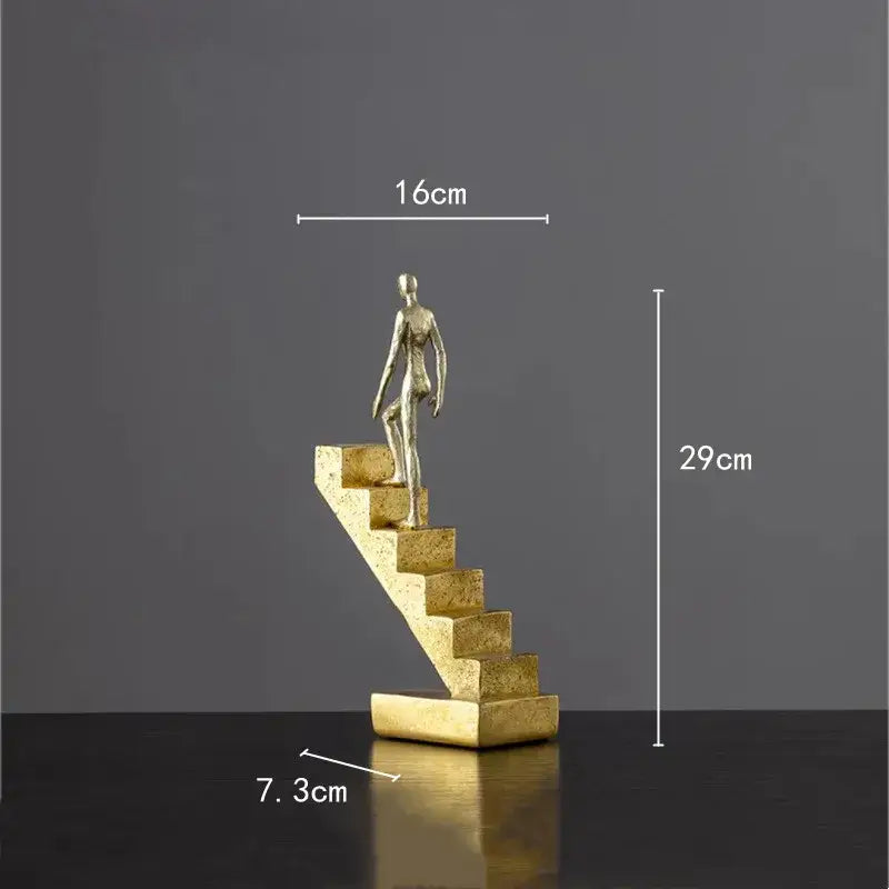 Golden man abstract resin staircase sculpture 29cm tall metallic figurine for living room decorbites golden man decor
