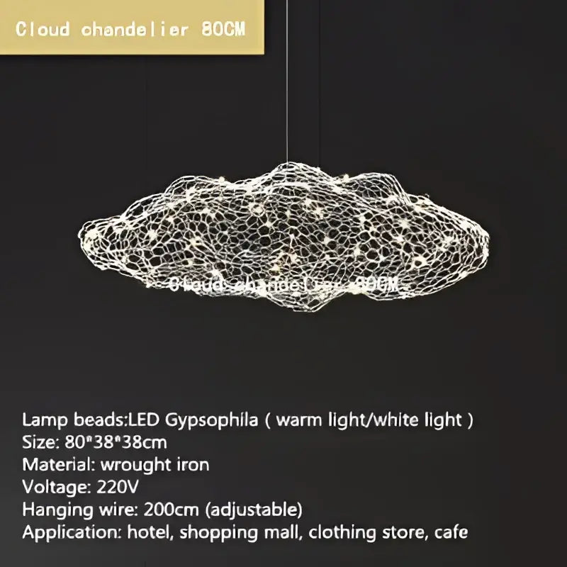 Golden mesh decorbites cloud light bedroom pendant lamp with wrought iron mesh design and led gypsophila bulbs emitting warm white light
