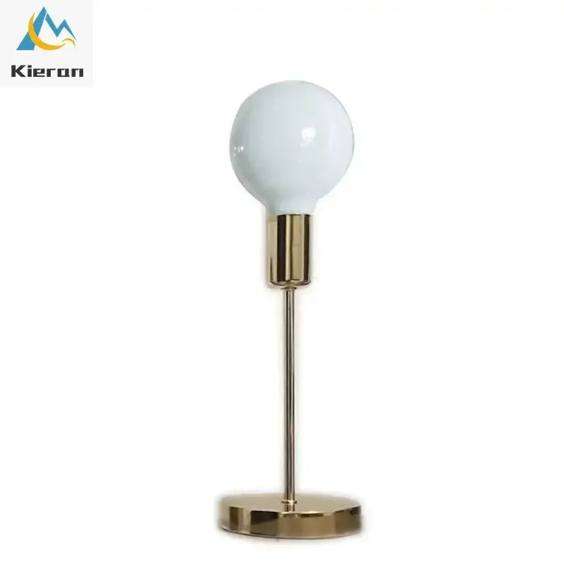 Golden modern led bedside lamp with gold-toned minimalist design and frosted glass globe for bedroom lighting