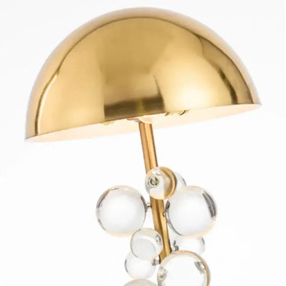 Golden mushroom crystal table lamp with gold dome and clear glass spheres cluster decorbites golden mushroom