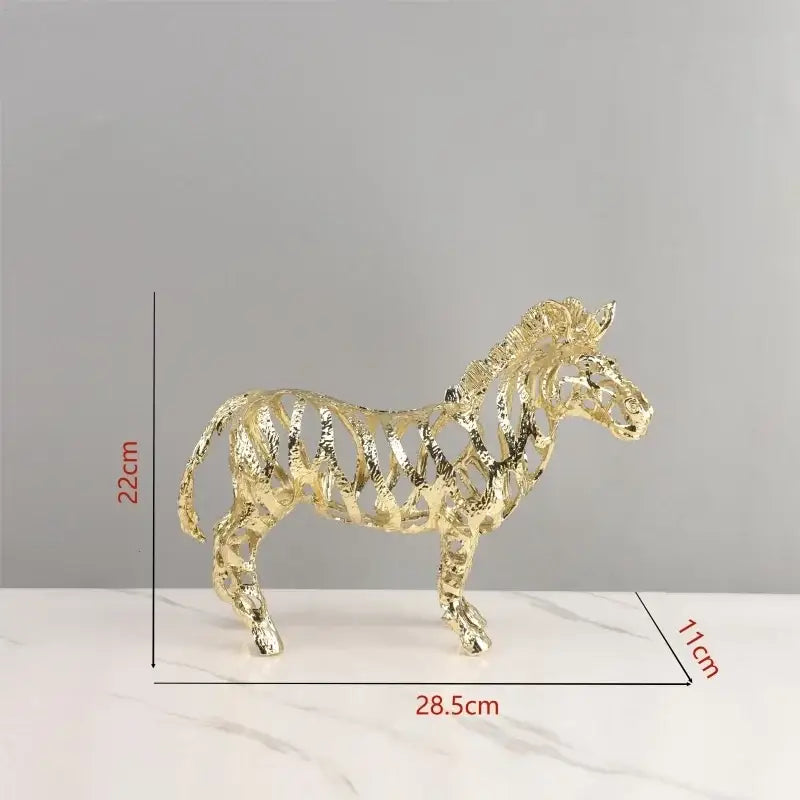 Golden openwork animal sculpture tiger figurine with intricate skeletal golden wireframe design for living room decorbites decor