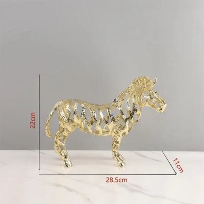Golden openwork animal sculpture tiger figurine with intricate skeletal golden wireframe design for living room decorbites decor