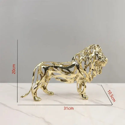 Golden openwork animal sculpture tiger figurine with intricate modern carve design for living room decorbites decorbites golden openwork