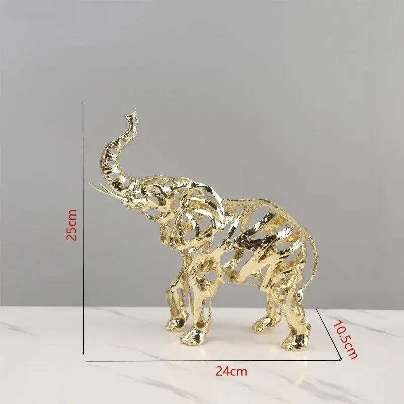 Golden openwork animal sculpture tiger figurine with intricate openwork design, 25 cm tall and 24 cm wide decorbites golden openwork