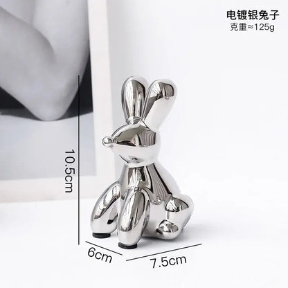 A sleek silver-plated rabbit figurine desk ornament with a glossy finish for decorbites golden monkey decor
