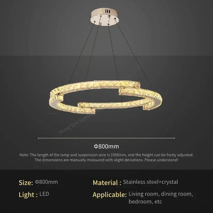 Golden spiral circular crystal pendant light with stainless steel frame and crystal accents for contemporary decorbites circular crystal decor
