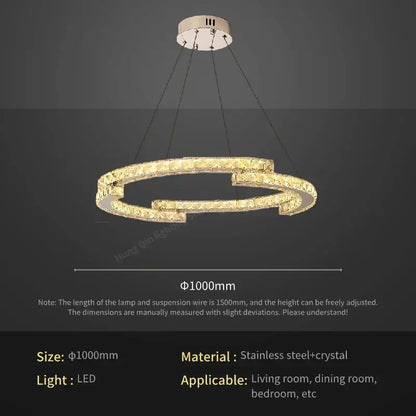 Golden spiral circular crystal pendant light with gold-toned stainless steel frame and embedded crystals for living room decorbites circular crystal pendant