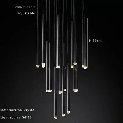 Black iron cylindrical pendant lights with crystal accents for decorbites crystal water drop ceiling chandelier living room