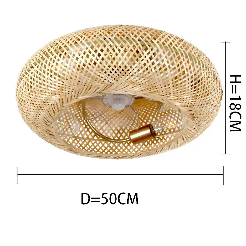 Golden woven bamboo ceiling fan with light featuring a natural beige oval lattice bamboo ceiling fan decorbites design