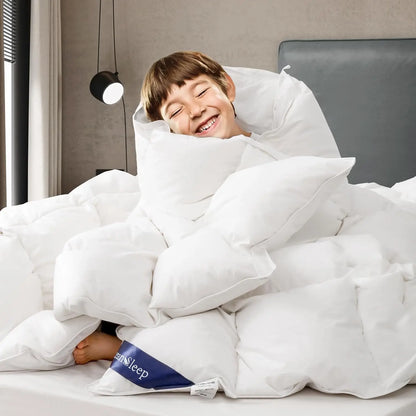 White plush goose down comforter king queen size with soft quilted texture and high fill power all season duvet insert