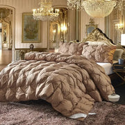 Luxurious taupe quilted goose down soft duvet with plush diamond-stitched design for king queen twin beds