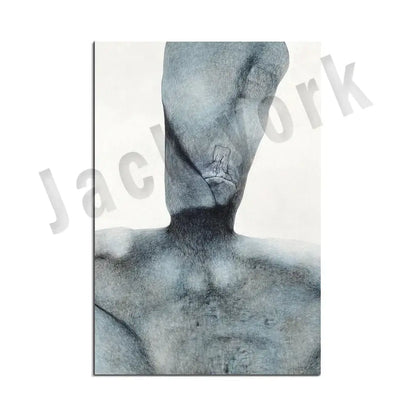 Gray-toned abstract human figure surreal art canvas print by decorbites beksinski surreal for living room wall decor