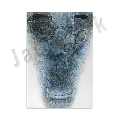 Abstract blue and gray textured surreal art canvas print from decorbites beksinski surreal set for gothic living room decor