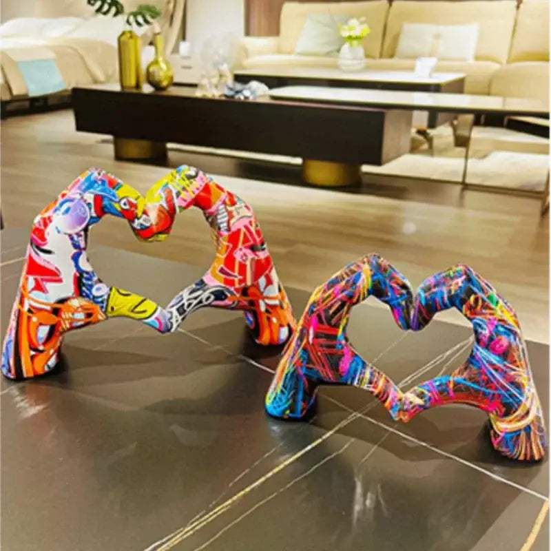Vibrant graffiti colorful love resin ornaments with glossy finish for office desktop decorbites colorful love display