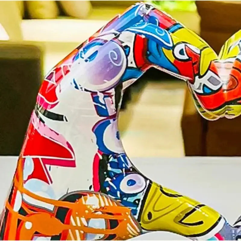 Vibrant graffiti-style resin ornaments with colorful love abstract patterns for office desktop decorbites colorful love