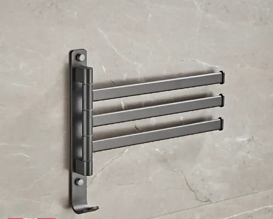 Black metal wall-mounted towel hanger with four extendable bars for bathroom decorbites gray aluminum swivel rack