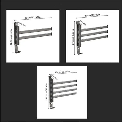 Silver metal towel rack with three horizontal bars and mounting bracket in decorbites gray aluminum swivel towel hanger design