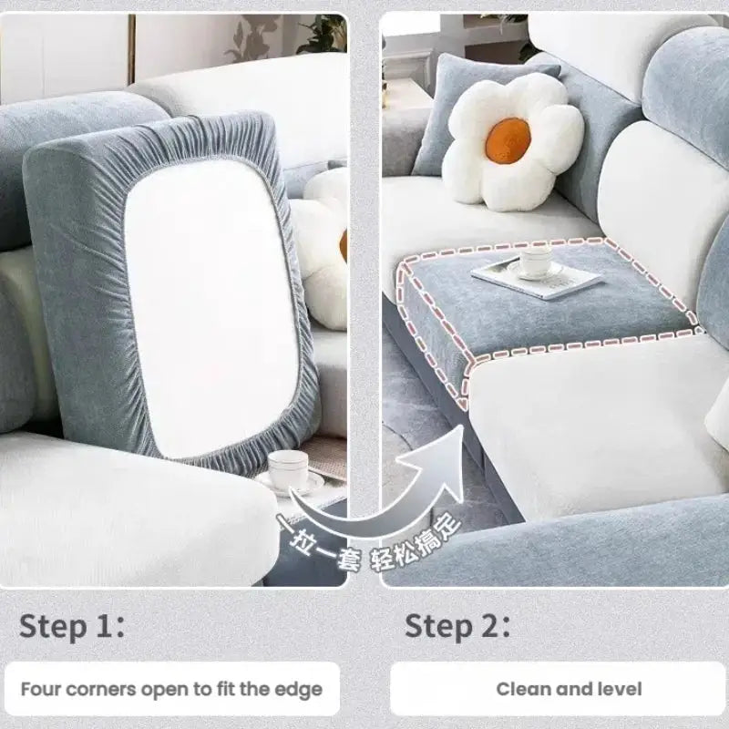 Light blue stretchy fabric sofa cushion cover for gray and beige chenille universal sofa cover slipcover