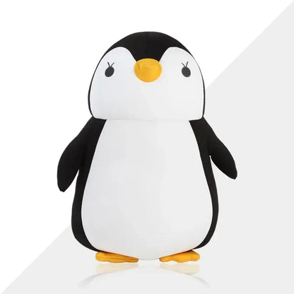 Cute black and white plush penguin neck pillow with yellow beak and feet for decorbites cute plush animal travel use