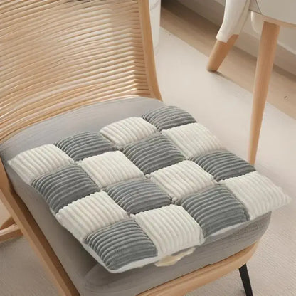 Gray and cream plaid corduroy cushion dining room chair pad from decorbites corduroy cushion collection