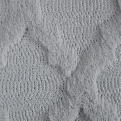 Gray fluffy embroidery cushion cover with woven textured fabric and frayed sections for living room decorbites decor